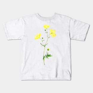 yellow buttercup flower watercolor Kids T-Shirt